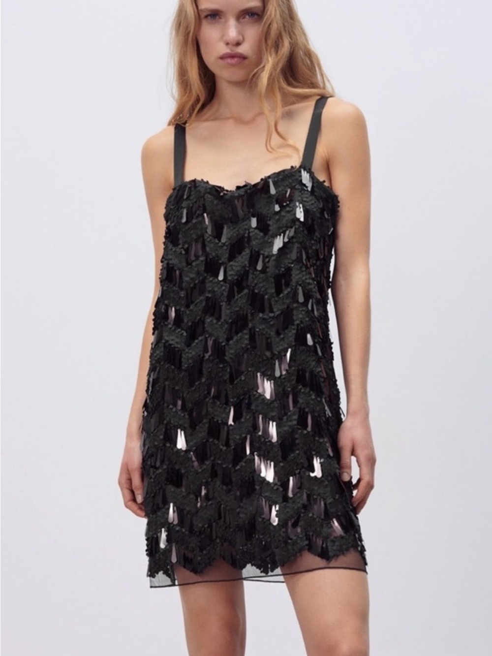 Zara Sequin Mini Black Dress 9616/019 Bloggers Fav Small Medium